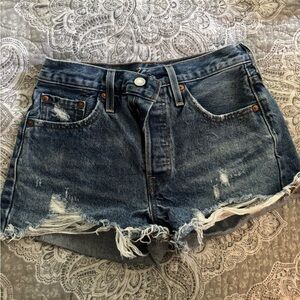 Levi's Blue Distressed Jean Shorts